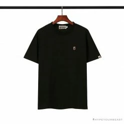 Hypeyourbeast Clothes BAPE Classic Embroidered Logo Ape Head Tee Shirt 'BLACK'