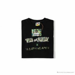 Hypeyourbeast Clothes BAPE Little Ape Head Tom And Jerry Chase Tee Shirt'BLACK'