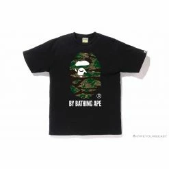 Hypeyourbeast Clothes BAPE Tiger Pattern Camouflage Ape Man Initial Print Tee Shirt'BLACK'