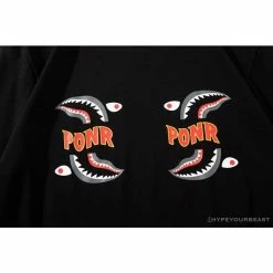 Hypeyourbeast BAPE Shark Head PONR Tee Shirt'BLACK' Clothes