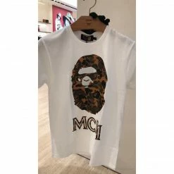 Hypeyourbeast BAPE X MCM Camouflage Ape Head Tee Shirt'WHITE'