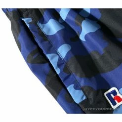 Hypeyourbeast Clothes BAPE X RUSSELL ATHLETIC Drawstring Camouflage Pants'BLUE'