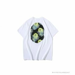 Hypeyourbeast BAPE Green Ape Head Blue Storm Tee Shirt 'WHITE' Clothes