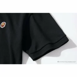Hypeyourbeast BAPE Solid Color Versatile Embroidered Ape Head Small Badge Polo Shirt'BLACK' Clothes