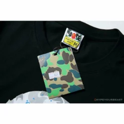Hypeyourbeast Clothes BAPE Starry Sky Camouflage Luminous Great Ape Man Head Tee Shirt'BLACK'