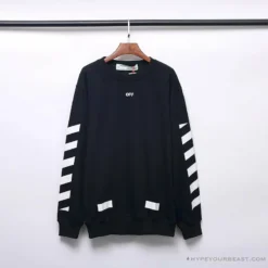Hypeyourbeast Shirts OFF-WHITE Classic Basic Cotton Terry Round Long Sleeve Shirt'BLACK'