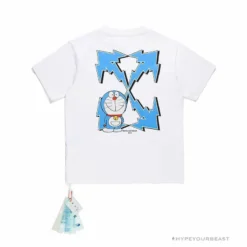 Hypeyourbeast OFF-WHITE Spoof Doraemon Arrow Tee Shirt White T-Shirts
