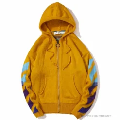 Hypeyourbeast OFF-WHITE Mohair Zip Sweater Hoodie 'Yellow'