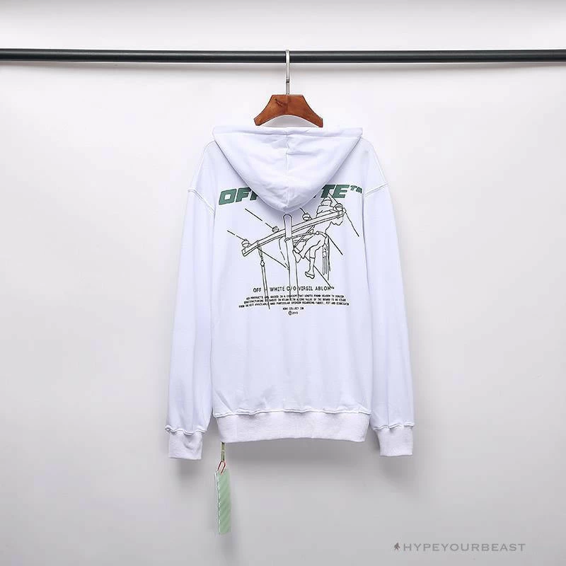 Hypeyourbeast OFF-WHITE Hand-Painted Utility Pole Worker Hoodie 'WHITE'