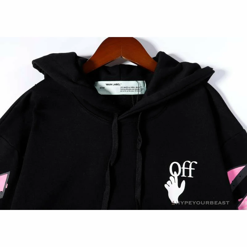 Hypeyourbeast OFF-WHITE Pink Orange Arrow Hoodie 'BLACK' Hoodies & Jackets