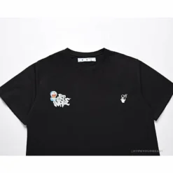 Hypeyourbeast OFF-WHITE Graffiti Letter Doraemon Tee Shirt' BLACK' T-Shirts