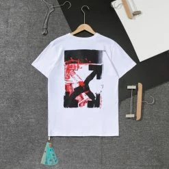 Hypeyourbeast OFF-WHITE Acrylic Hand-Painted Graffiti Pattern Tee Shirt 'WHITE'