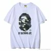 Hypeyourbeast BAPE Luminous Spots Camouflage Great Ape Man Black Head Cotton Short Sleeve Tee Shirt 'WHITE' Clothes