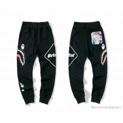 Hypeyourbeast Clothes BAPE X FCRB Joint Color Pocket Shark Pants