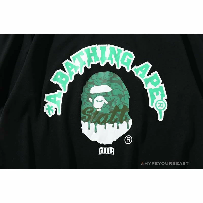 Hypeyourbeast Clothes BAPE Paint Splash Green Camouflage Tee Shirt 'BLACK'