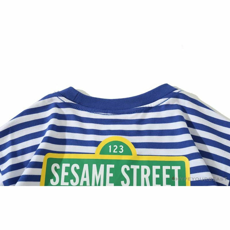 Hypeyourbeast Clothes BAPE Baby Milo Sesame Street Striped Tee Shirt 'BLUE'