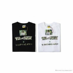 Hypeyourbeast Clothes BAPE Little Ape Head Tom And Jerry Chase Tee Shirt'BLACK'