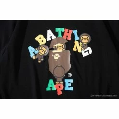Hypeyourbeast BAPE Baby Milo Color Letter Monkey Tee Shirt'BLACK'