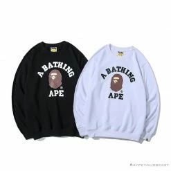 Hypeyourbeast Clothes BAPE X Bathing Ape Head Long Sleeve Shirt'WHITE'