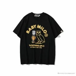 Hypeyourbeast BAPE Baby Milo Owl Bronzing Tee Shirt 'BLACK'