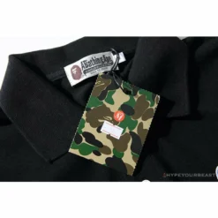 Hypeyourbeast BAPE Solid Color Versatile Embroidered Ape Head Small Badge Polo Shirt'BLACK' Clothes