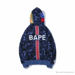 Hypeyourbeast BAPE X PSG Paris Saint-Germain Camouflage Blue Hoodie Clothes