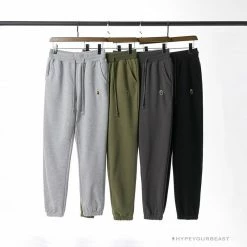Hypeyourbeast BAPE Classic Ape Head Embroidered Standard Cotton Terry Pants'BLACK' Clothes