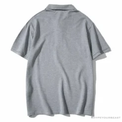 Hypeyourbeast BAPE Solid Color Versatile Embroidered Ape Head Small Badge Polo Shirt 'GREY' Clothes