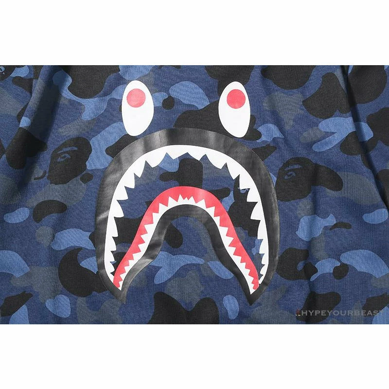 Hypeyourbeast BAPE Camouflage Shark Head Classic Cotton Short Sleeve Tee Shirt 'BLUE' Clothes