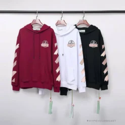 Hypeyourbeast OFF-WHITE Rubber Strip Arrow Hoodie'WHITE' Hoodies & Jackets