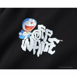 Hypeyourbeast OFF-WHITE Graffiti Letter Doraemon Tee Shirt' BLACK' T-Shirts
