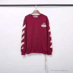 Hypeyourbeast OFF-WHITE Rubber Strip Arrow Long Sleeve Shirt'WINE RED' Shirts