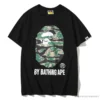 Hypeyourbeast Clothes BAPE Tiger Pattern Camouflage Ape Man Initial Print Tee Shirt 'BLACK'