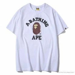 Hypeyourbeast BAPE Classic Basic Ape Man Head English LOGO Tee Shirt 'WHITE'