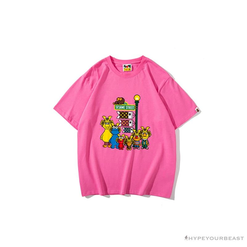 Hypeyourbeast Clothes BAPE Baby Milo Sesame Street Carp Streamer Tee Shirt 'PINK'
