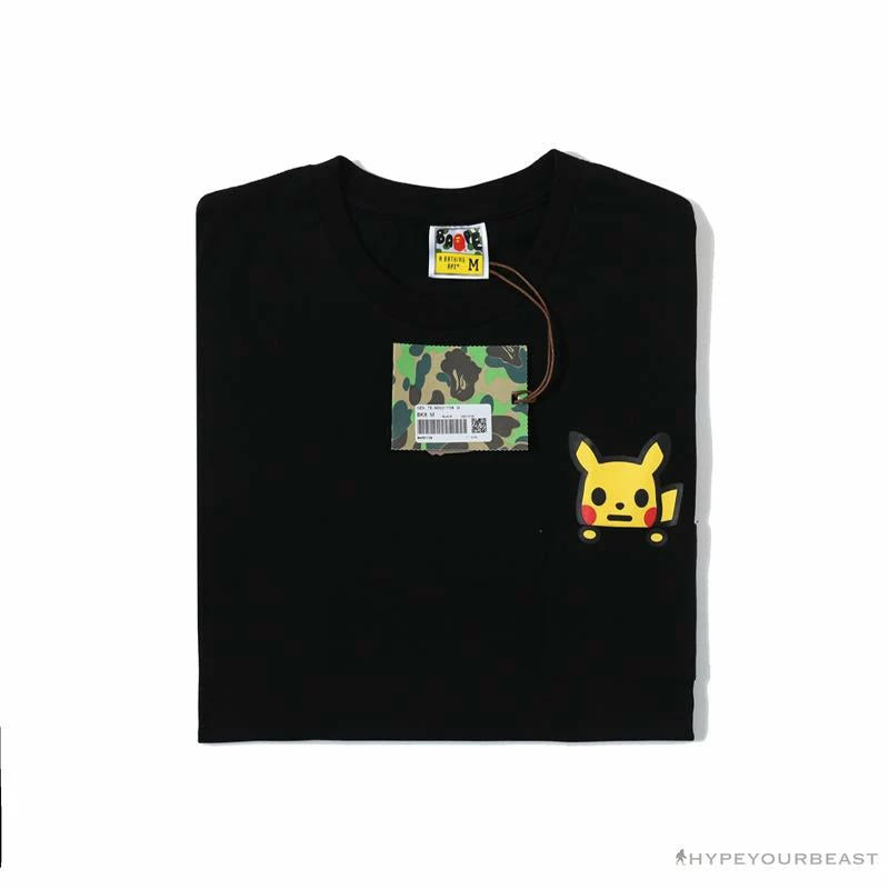 Hypeyourbeast BAPE Baby Milo Pocket Pikachu Tee Shirt 'BLACK'