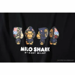 Hypeyourbeast BAPE Baby Milo Blue Shark Hat Little Monkey Tee Shirt'BLACK' Clothes