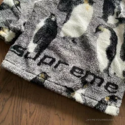 HypeYourBeast Supreme Penguins Hooded Fleece Jacket Black Hoodies & Jackets