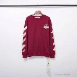 Hypeyourbeast OFF-WHITE Rubber Strip Arrow Hoodie 'WINE RED'
