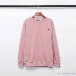 Hypeyourbeast BAPE Behind The Great Ape-Man Head Long Sleeve Shirt 'PINK' Clothes
