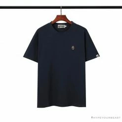 Hypeyourbeast Clothes BAPE Classic Embroidered Logo Ape Head Tee Shirt 'BLUE'