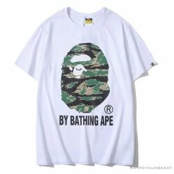 Hypeyourbeast BAPE Tiger Pattern Camouflage Ape Initials Tee Shirt 'WHITE' Clothes
