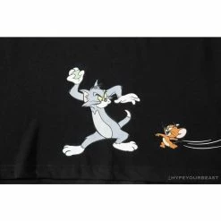 Hypeyourbeast Clothes BAPE Little Ape Head Tom And Jerry Chase Tee Shirt'BLACK'