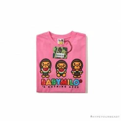 Hypeyourbeast Clothes BAPE Baby Milo Watermelon Little Monkey Tee Shirt'PINK'