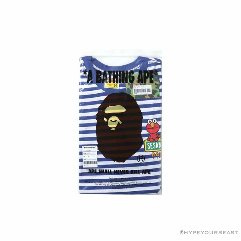 Hypeyourbeast Clothes BAPE Baby Milo Sesame Street Striped Tee Shirt 'BLUE'
