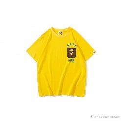 Hypeyourbeast BAPE KIDS Small Net Pocket Ape Man Head Tee Shirt 'YELLOW' Clothes