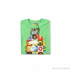 Hypeyourbeast Clothes BAPE Baby Milo Color Square Ape Head Tee Shirt'GREEN'
