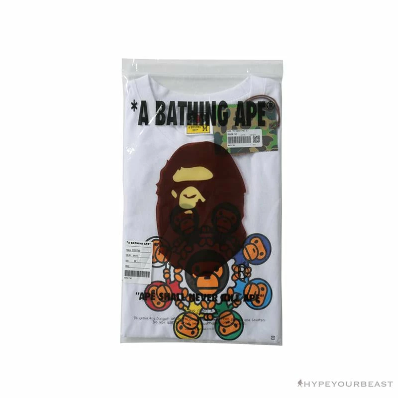 Hypeyourbeast BAPE Baby Milo Ring Colorful Kaleidoscope Tee Shirt 'WHITE' Clothes