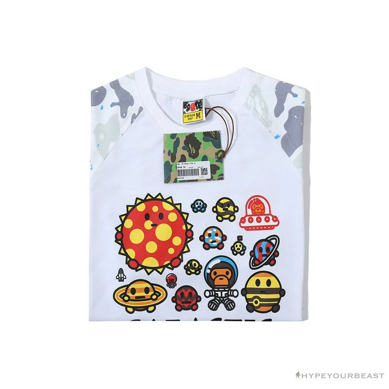 Hypeyourbeast BAPE Baby Milo Galaxy Astronaut Luminous Tee Shirt 'WHITE' Clothes