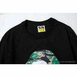 Hypeyourbeast Clothes BAPE Tiger Pattern Camouflage Ape Man Initial Print Tee Shirt'BLACK'
